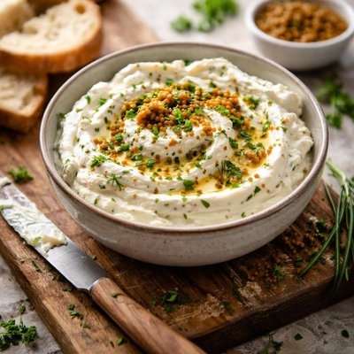 Cream cheese with mustard and herbs