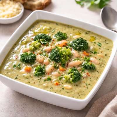 Cream of broccoli and white bean soup