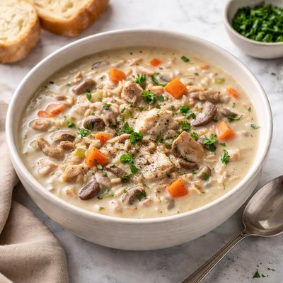 Cream of chicken and wild rice soup