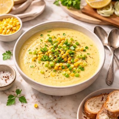 Cream of corn and leek soup