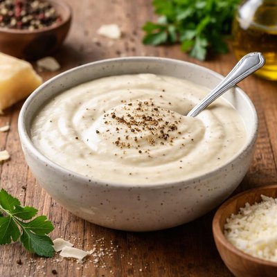 Cream sauce with parmesan and pepper