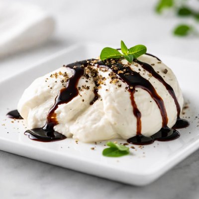 Cream with balsamic glaze