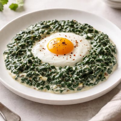 Creamed spinach with egg