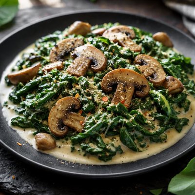 Creamed spinach with mushrooms