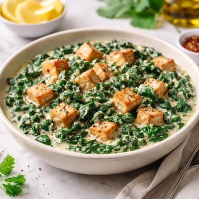 Creamed spinach with tofu
