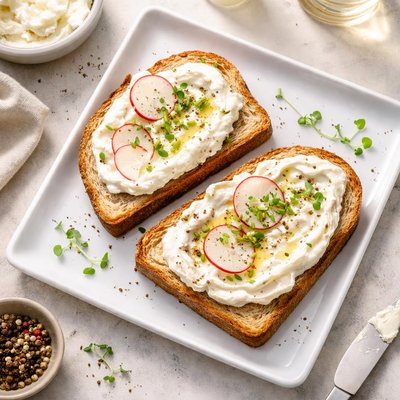 Creamy cheese spread toast