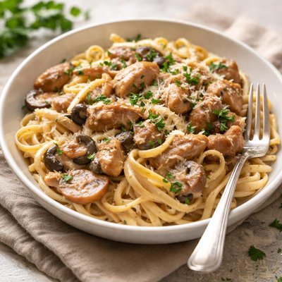 Creamy chicken and mushroom pasta