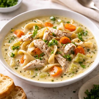 Creamy chicken noodle soup