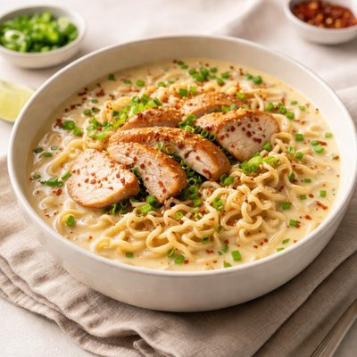 Creamy chicken ramen noodles