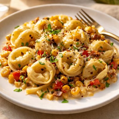 Creamy fire-roasted corn tortellini