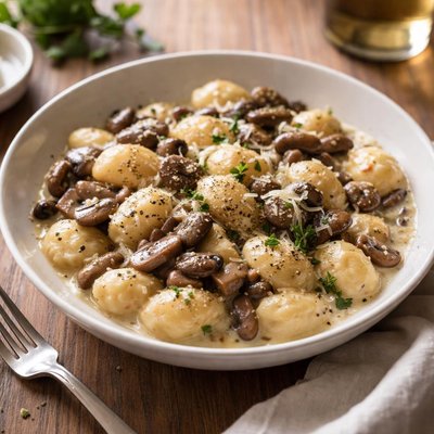 Creamy gnocchi mushroom