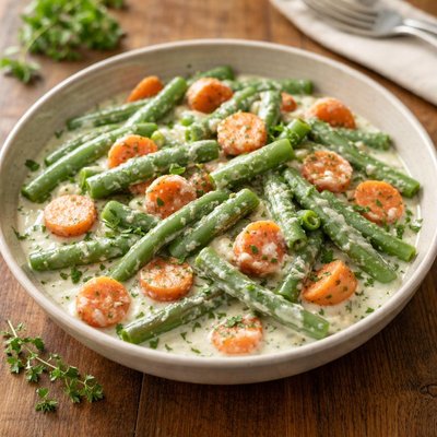 Creamy green beans and carrots