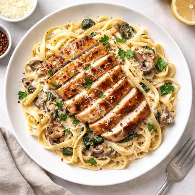 Creamy grilled chicken pasta