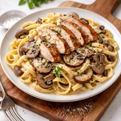 Creamy mushroom chicken pasta