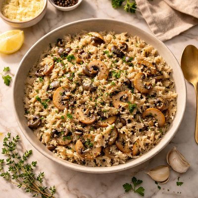 Creamy mushroom herb rice