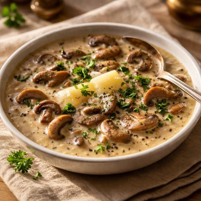 Creamy mushroom sauce with butter