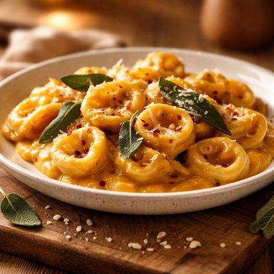 Creamy pumpkin tortellini