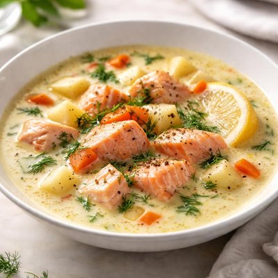 Creamy salmon soup