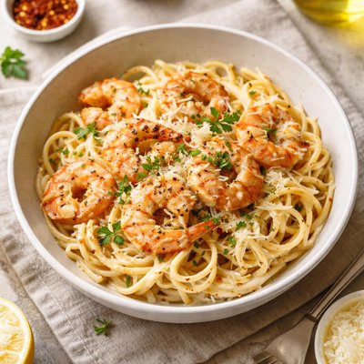 Creamy shrimp pasta
