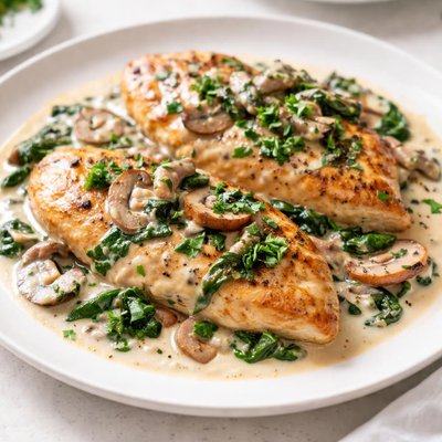 Creamy spinach and mushroom chicken