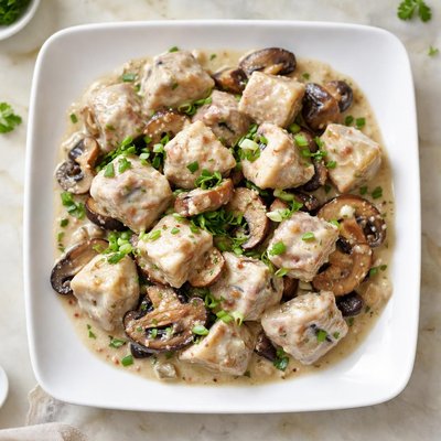 Creamy taro with mushrooms