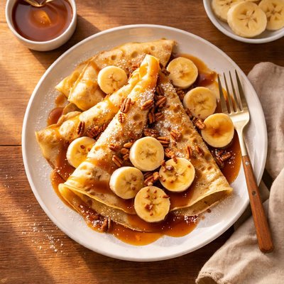 Crepe w bananas and caramel