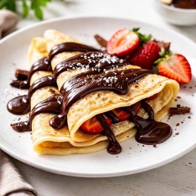 Crepe with chocolate sauce