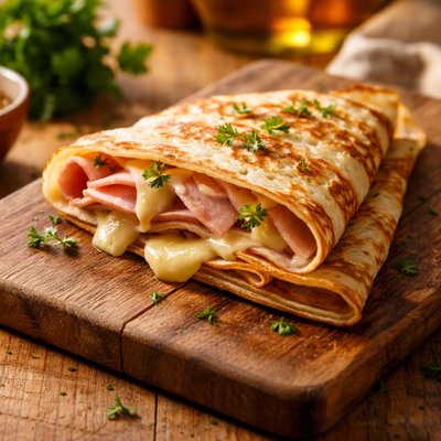Crepe with ham and cheese