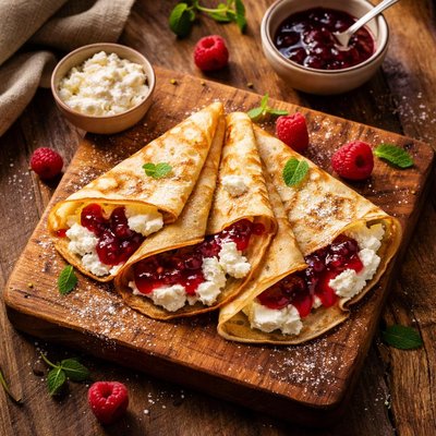 Crepe with jam and cheese