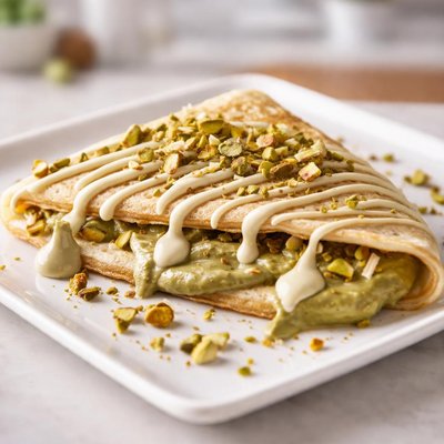 Crepe with pistachio and white chocolate