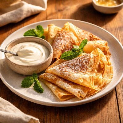 Crepe with sour cream