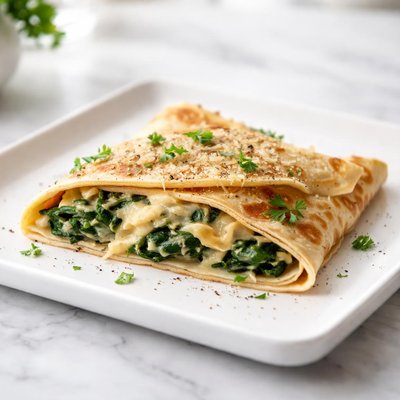 Crepe with spinach and cheese