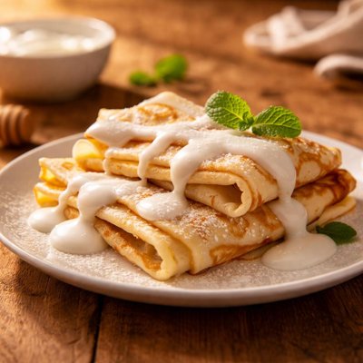 Crepe with white icing