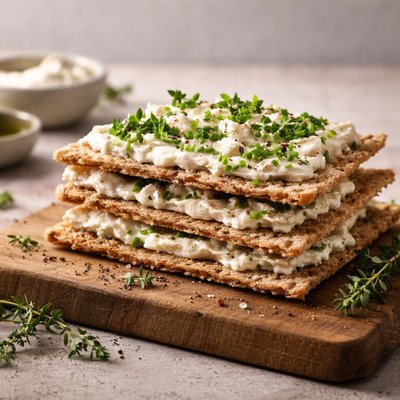 Crispbread with cheese and herbs