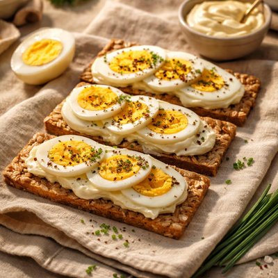 Crispbread with egg and mayonnaise