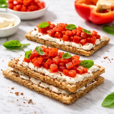 Crispbread with red bell pepper