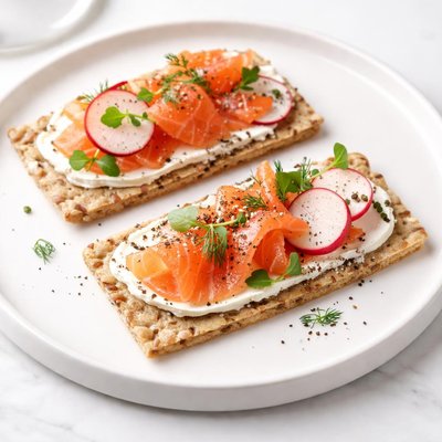 Crispbread with salmon and radish