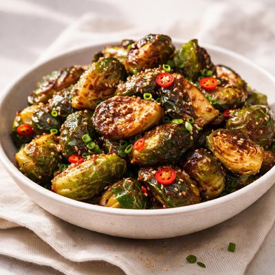 Crispy brussels sprouts with a chili-garlic glaze