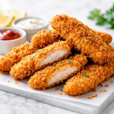 Crispy chicken breast strips