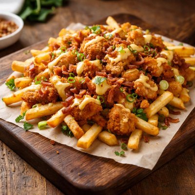 Crispy chicken cheesy fries