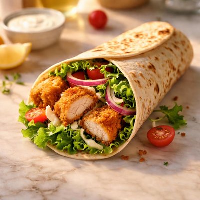Crispy chicken low carb sour dough wrap