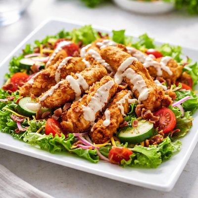 Crispy chicken ranch salad