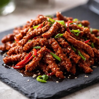 Crispy chilli shredded beef