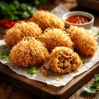 Crispy fried taro dumplings