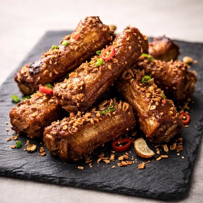 Crispy garlic ribs