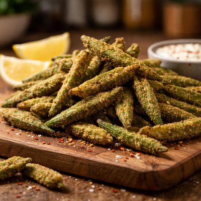 Crispy okra chips