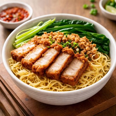 Crispy pork kolo mie