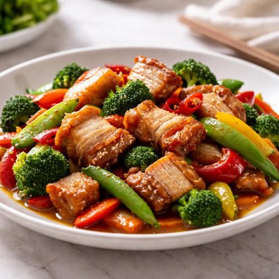 Crispy pork with vegetables