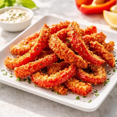Crispy red bell peppers