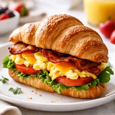 Croissant breakfast sandwich
